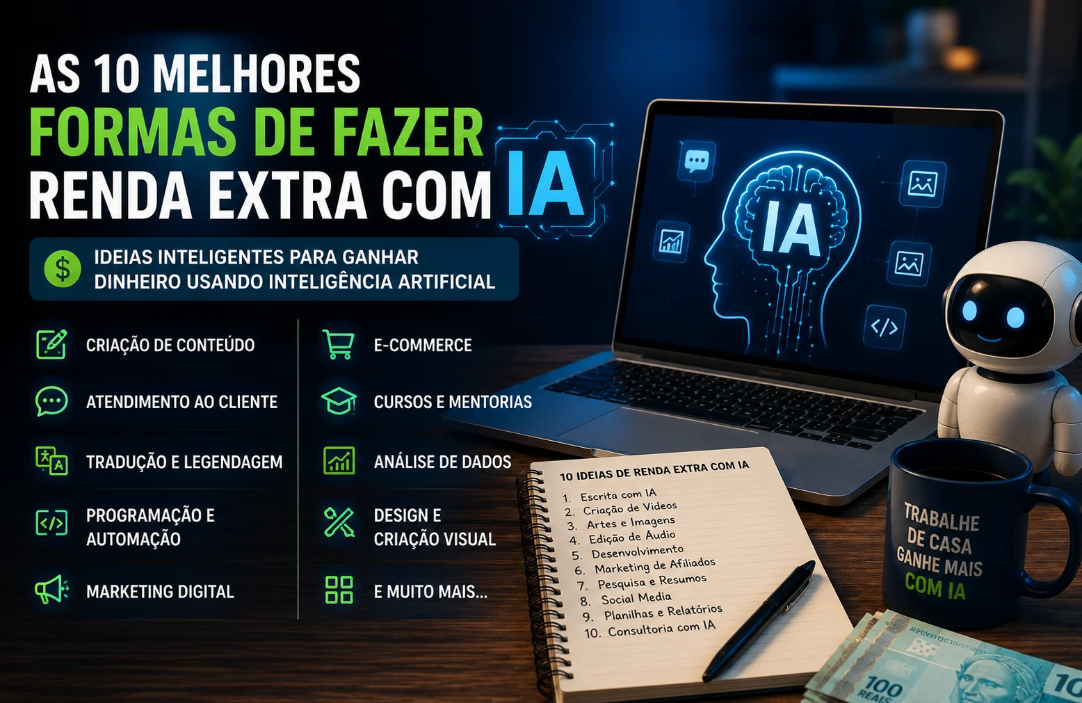 10 formas de Ganhar dinheiro com IA